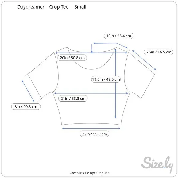 NWT DAYDREAMER 100% Cotton Green Iris Tie Dye Boxy Crop Tee Top Size Small - Picture 15 of 15